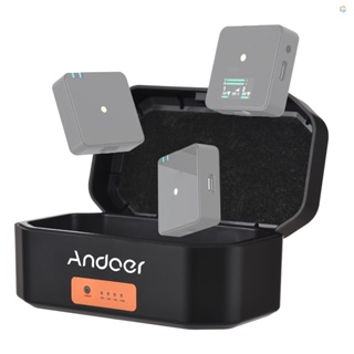 {Fsth} Andoer กล่องชาร์จไมโครโฟนไร้สาย 3 ช่อง แบตเตอรี่ในตัว 4200mAh USB-C PD แบบเปลี่ยน สําหรับ RODE Wireless GO I GO II