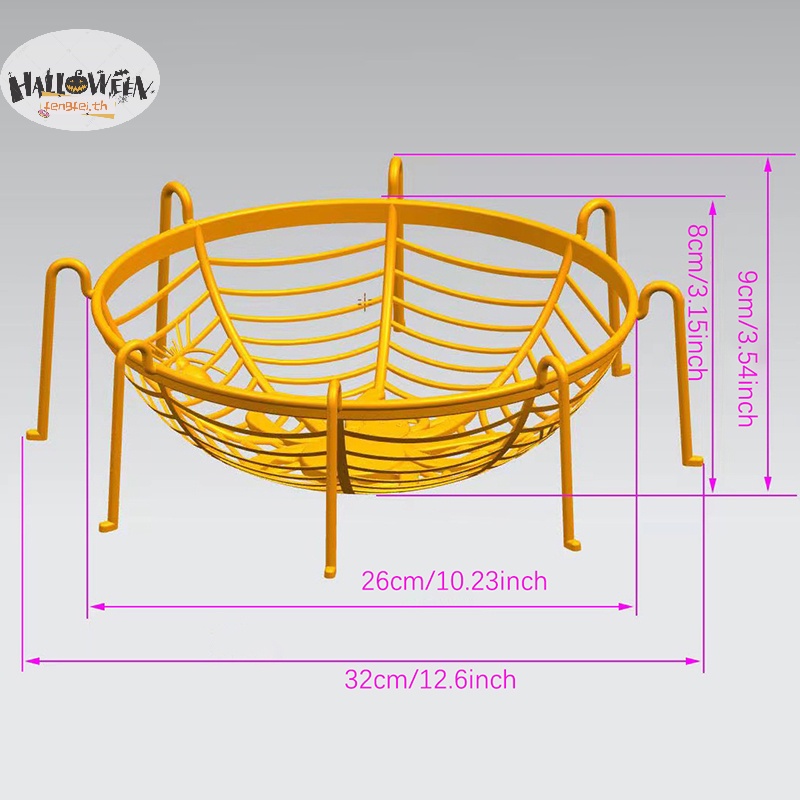fengfei-ตะกร้าใส่ขนม-ผลไม้-บิสกิต-ลายแมงมุม-สีดําส้ม-สําหรับตกแต่งปาร์ตี้ฮาโลวีน