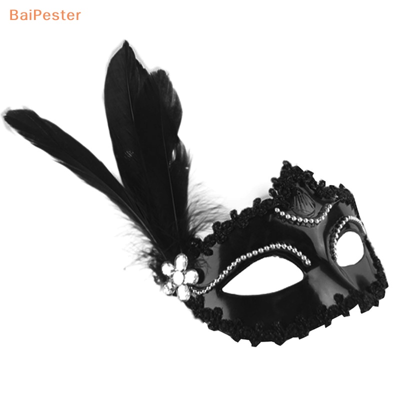 baipester-หน้ากากขนนก-ประดับมุก-สีขาว-สีดํา-สําหรับปาร์ตี้ฮาโลวีน