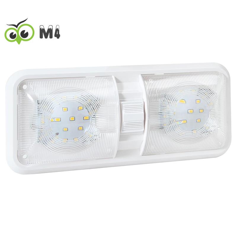 โคมไฟเพดาน-led-12v-แบบโดมคู่-สําหรับติดตกแต่งภายในรถยนต์-รถบ้าน-รถพ่วง-เรือ