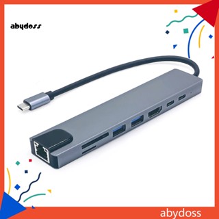 Aby อะแดปเตอร์เครือข่ายส่งข้อมูล 8-in-1 Usb Type-c พร้อมการ์ดรีดเดอร์อีเธอร์เน็ต ความเร็วสูง