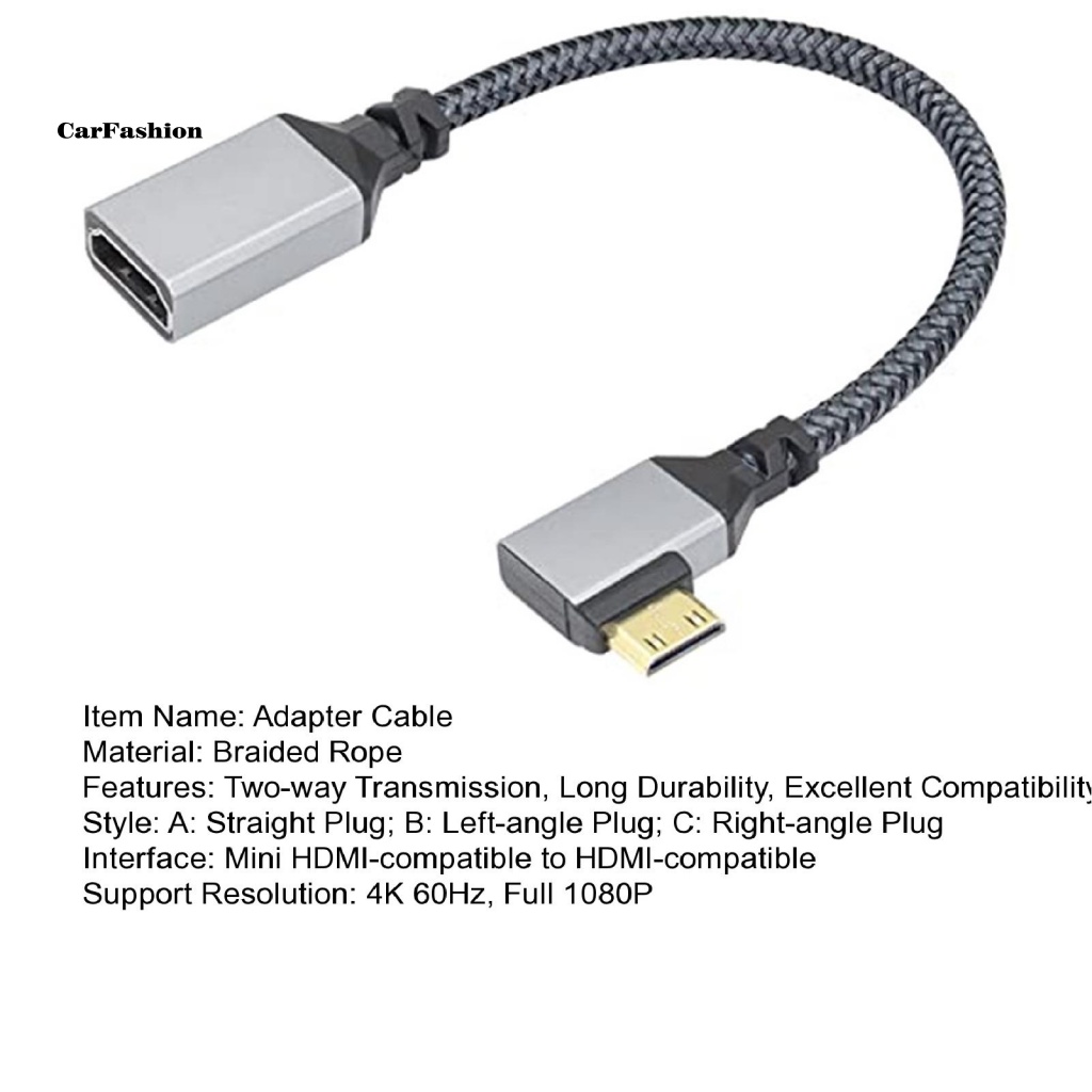 lt-carfashion-gt-อะแดปเตอร์สายเคเบิลส่งสัญญาณข้อมูล-4k-60hz-1080p-ถัก-mini-hdmi-เป็น-hdmi-อุปกรณ์เสริม-สําหรับแล็ปท็อป