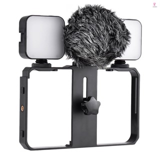 Andoer Smartphone Video Cage Kit Including Mini Microphone and Handheld Bracket for Phone Video Recording