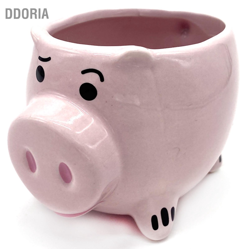 ddoria-ถ้วยเซรามิคหมูน่ารัก-สีชมพู-ปากเรียบ-จับสบาย-รูปทรงน่ารักสำหรับกาแฟ-ชา-นม-เครื่องดื่มน้ำ