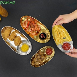 Damao ถาดสเตนเลส 304 ของใช้บนโต๊ะอาหาร อุปกรณ์เสริม สําหรับขนมขบเคี้ยว ผลไม้ เฟรนช์ฟราย