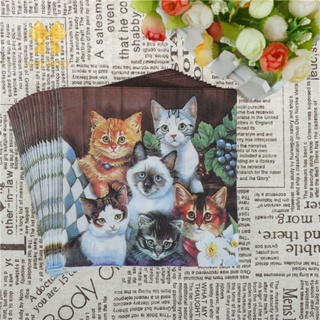 Chuffed&gt; กระดาษเช็ดปาก ลายแมว สําหรับตกแต่งงานแต่งงาน ปาร์ตี้ 20 แผ่น