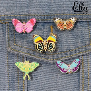 Ellastore123 เข็มกลัดโลหะผสม รูปผีเสื้อ หยดน้ํามัน หลากสี สไตล์วินเทจ เครื่องประดับแฟชั่น สําหรับผู้หญิง