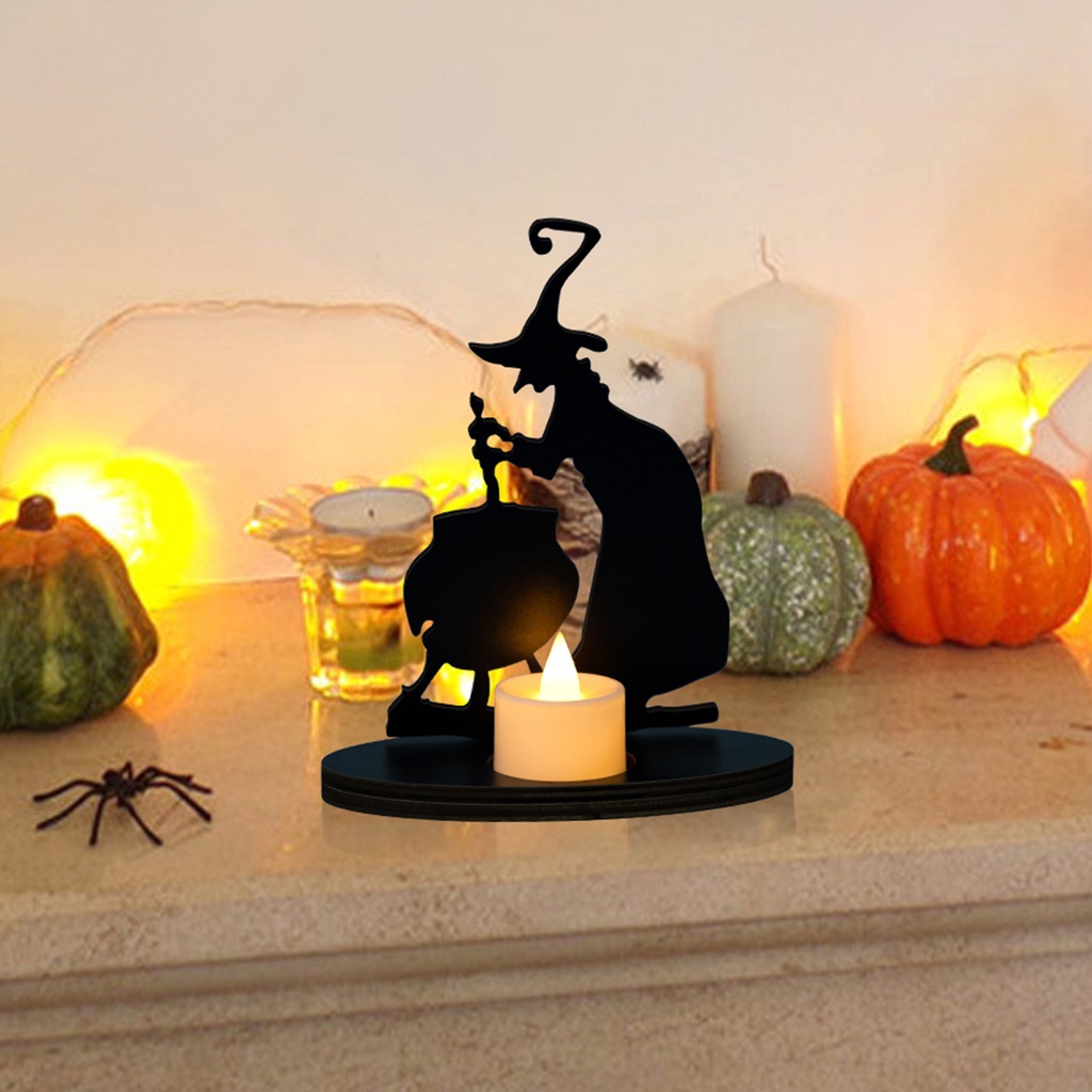 halloween-เชิงเทียนไม้-รูปแม่มด-น่ากลัว-เหมาะกับของขวัญฮาโลวีน-สําหรับตกแต่งบ้าน