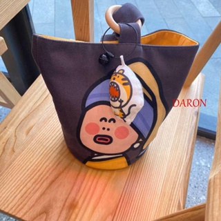 Daron กระเป๋าถือ ผ้าแคนวาส ลายการ์ตูน ความจุขนาดใหญ่ ใช้ซ้ําได้ สําหรับใส่กล่องอาหารกลางวัน แม่ และเด็กหญิง