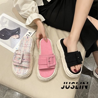 JUSLIN   รองเท้าแตะผู้หญิง ส้นแบน ใส่สบาย สไตล์เกาหลี รองเท้าแฟชั่น 2023 ใหม่  Beautiful พิเศษ Korean Style คุณภาพสูง B98G0VB 37Z230910