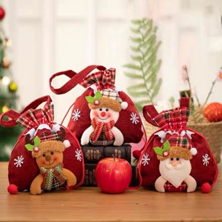 Christmas_ ถุงขนม ลายซานต้า กวางเรนเดียร์ สโนว์แมน หมี 3D อเนกประสงค์ ใช้ซ้ําได้ สําหรับใส่คุกกี้ บิสกิต ของขวัญ เทศกาลคริสต์มาส