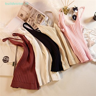 Buildvictor เสื้อสายเดี่ยว คอวี ผ้ายืด สไตล์เกาหลี แฟชั่นฤดูร้อน สําหรับผู้หญิง TH
