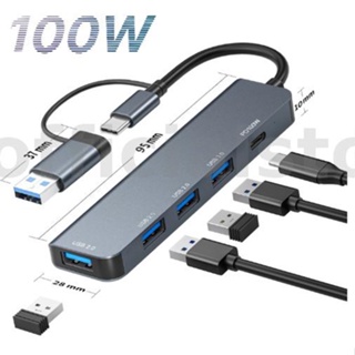 Pobod 5-in-1 ฮับแยก USB Type-C พร้อม USB 2.0*3 USB 3.0 PD100W USB-C หลายพอร์ต สําหรับโทรศัพท์มือถือ แท็บเล็ต