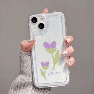 ดอกไม้ผีเสื้อสีม่วง ดอกไม้สีฟ้า เคสไอโฟน Compatible for iPhone 11 14 13 12 15 Pro Max 7 8 SE XR 11Pro 14 15 Plus X XS