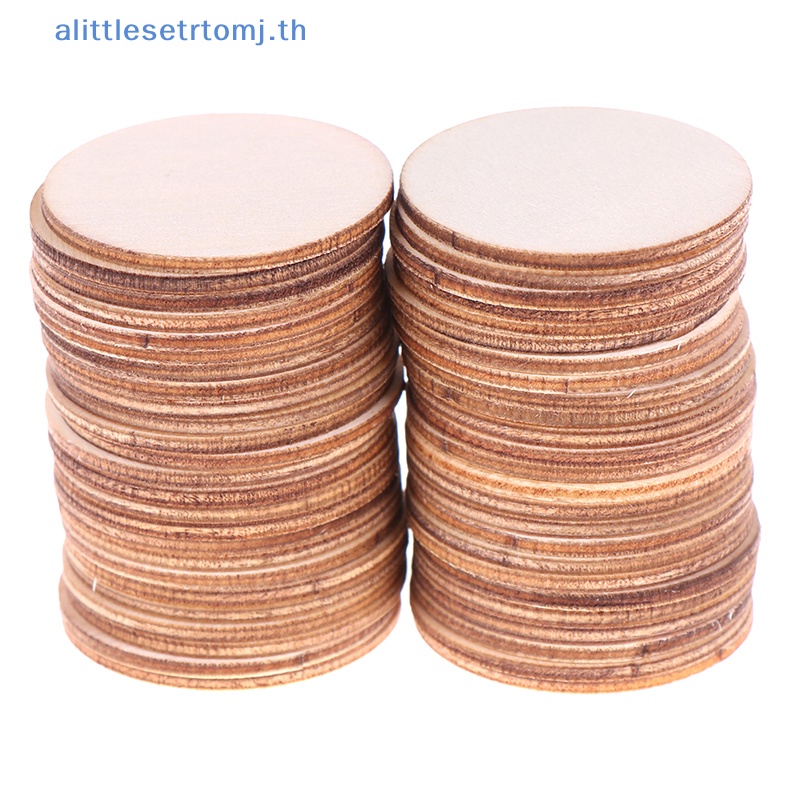 alittlese-แผ่นไม้ธรรมชาติ-ทรงกลม-ไม่สําเร็จรูป-diy-50-ชิ้น