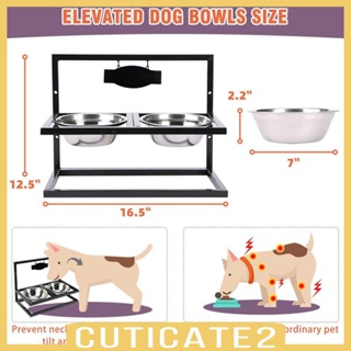 [Cuticate2] ชามสเตนเลส 2 ช่อง ขนาดเล็ก กลาง ใหญ่ อุปกรณ์เสริม สําหรับสัตว์เลี้ยง สุนัข แมว