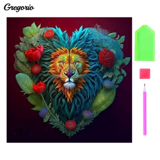 Gregorio ชุดงานจิตรกรรมเม็ดบีด ทรงเพชรกลม รูปสิงโต บรรเทาความเครียด หลากสี สําหรับผู้ใหญ่ Diy