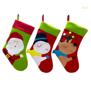 ถุงเท้า ลายคริสต์มาส สีเข้ม สําหรับตกแต่งบ้าน