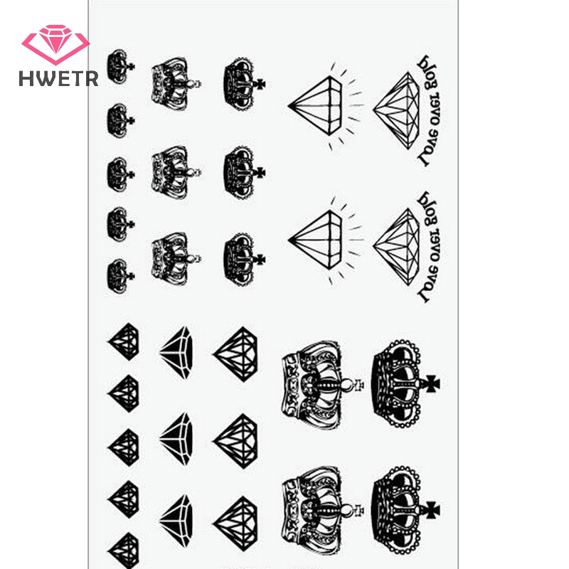 hwetr-สติกเกอร์รอยสักชั่วคราว-ลายมงกุฎเพชร-กันน้ํา-สําหรับแต่งหน้า