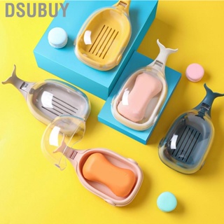 Dsubuy Soap Box Double Layer Cute Cartoon Whale Shape  Drainage Container with Flip Lid for Bathroom