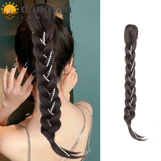 DONOVAN Pearl Tassel Twist Braid Fluffy High quality Stylish Women Brown Synthetic Hair Extensions Clip On Female Long Braid Ponytail