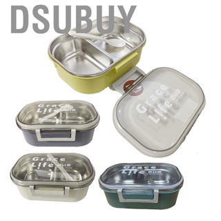 Dsubuy Stainless Steel Bento Box  Fashionable Appearance Metal  Container 2 Compartment Lunch Practical for Office Workers School
