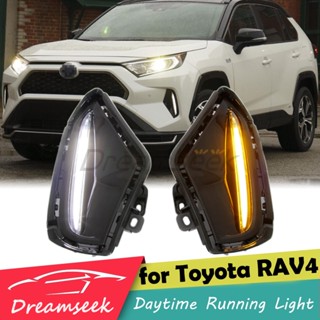 ฝาครอบไฟตัดหมอกเดย์ไลท์ LED DRL สีดํามันวาว สําหรับ Toyota RAV4 XA50 2019 2020 2021 2022 2023