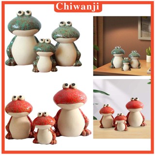 [Chiwanji] รูปปั้นกบเซรามิค รูปปั้นสัตว์ สําหรับตกแต่งบ้าน ตู้หนังสือ ห้องนั่งเล่น 3 ชิ้น