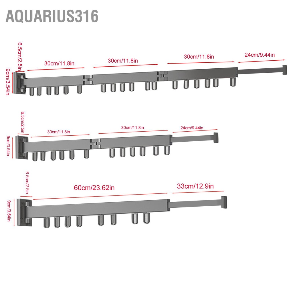 aquarius316-ราวตากผ้าอลูมิเนียมอัลลอยด์ราวตากผ้าแบบพับเก็บได้ระเบียงเครื่องเป่าลมแบบติดผนังฟรี