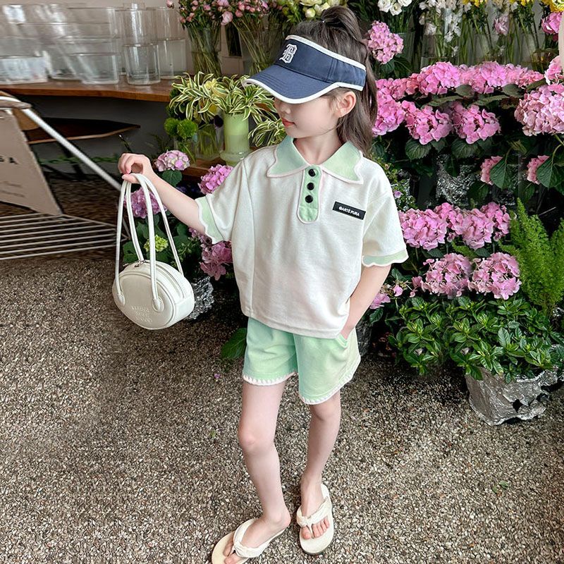 girls-suit-summer-style-2023-new-fashionable-summer-dress-short-sleeved-childrens-summer-sports-shorts-two-piece-set