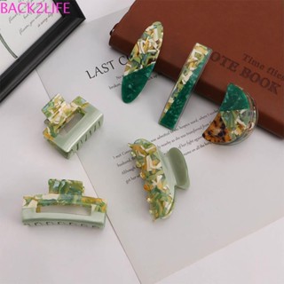 Back2life กิ๊บติดผมผู้หญิง หวาน เรียบง่าย แผ่นอะซิเตท พิมพ์ลายหินอ่อน ตีสี กรงเล็บผม สีเขียว