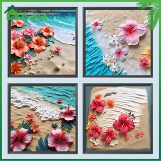 【Doub X ✮】ภาพวาดปักเพชร ทรงกลม ลายชายหาด ดอกไม้ 5D DIY สําหรับตกแต่งบ้าน ✮
