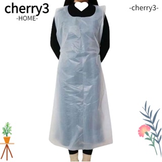 Cherry3 ผ้ากันเปื้อนพลาสติกใส แบบหนา ปรับขนาดได้ สําหรับเชฟทําอาหาร 10 ชิ้น