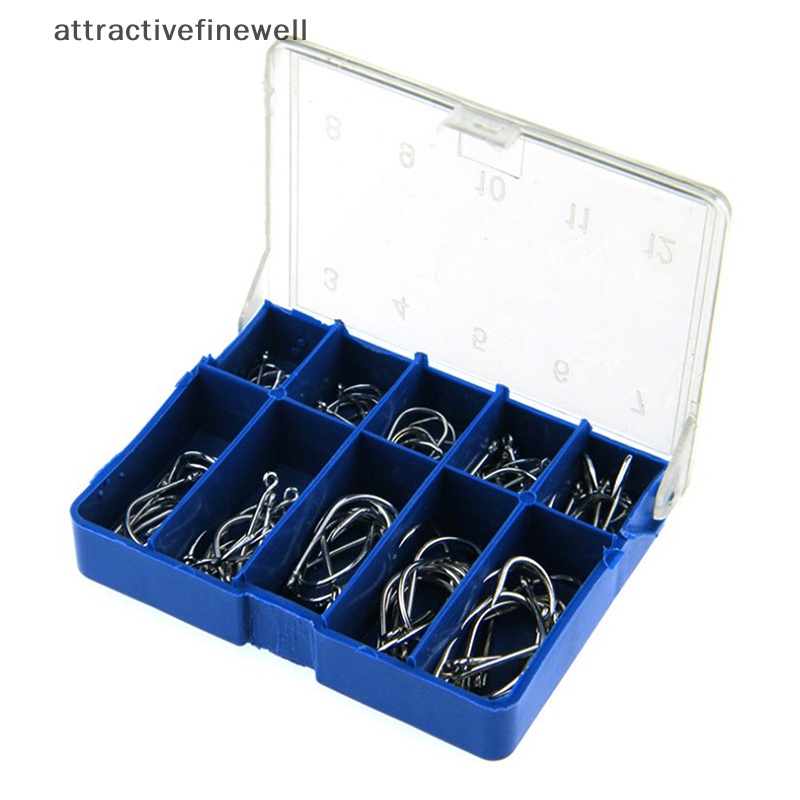 attractivefinewell-ชุดตะขอตกปลา-เหล็กคาร์บอนสูง-สีดํา-100-ชิ้น-ต่อล็อต