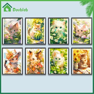 【Doub X ✮】ภาพวาดปักเพชร ทรงกลม ลายแมว 5D DIY สําหรับตกแต่งบ้าน ✮