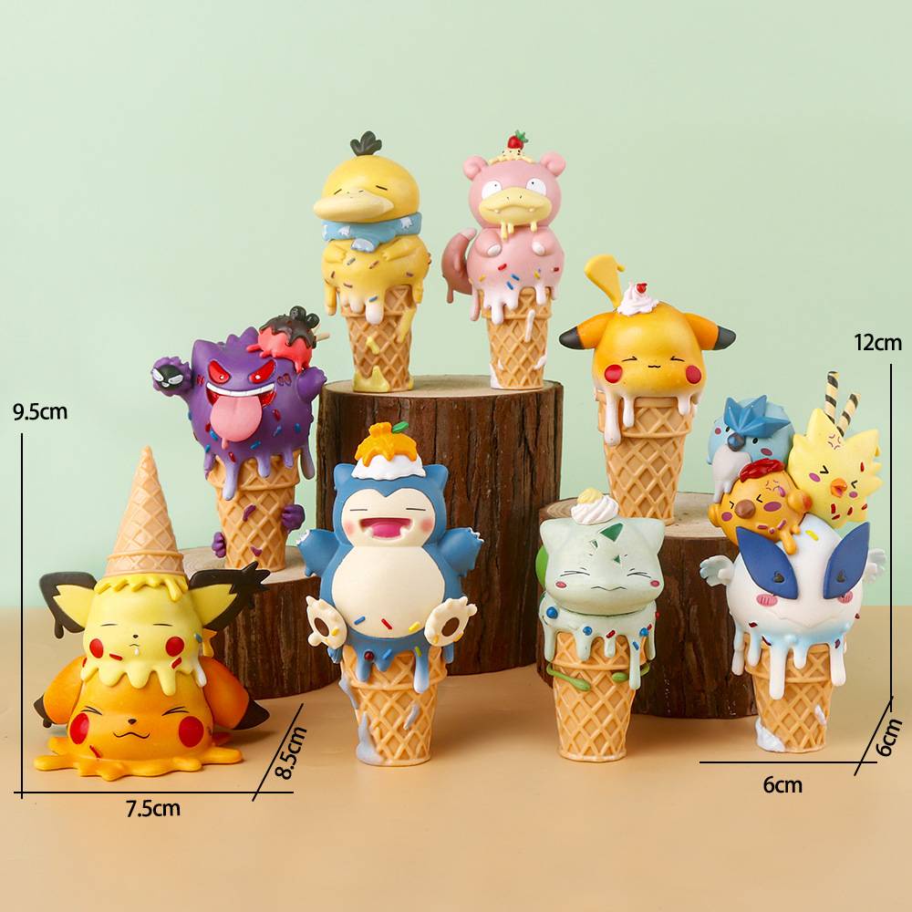 โมเดลฟิกเกอร์-รูป-pokemon-ice-cream-cone-pikachu-psyduck-bulbasaur-snorlax-gengar-slowpoke-เหมาะกับของขวัญ-ของเล่นสําหรับเด็ก-จํานวน-8-ชิ้น