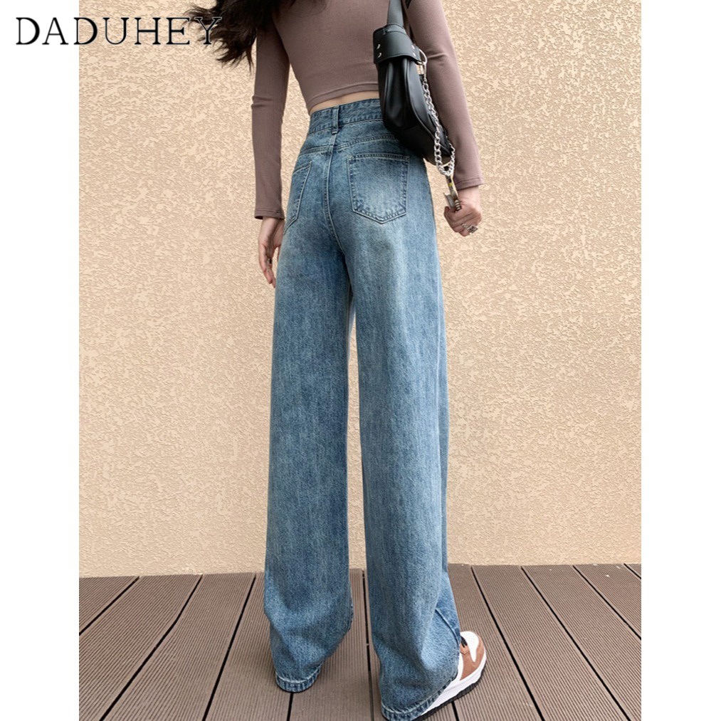 daduhey-womens-korean-style-high-waist-jeans-straight-new-washed-fashion-wide-leg-loose-mop-dropping-pants
