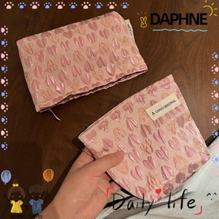 Daphne กระเป๋าเครื่องสําอาง ผ้าโพลีเอสเตอร์ รูปหัวใจ ความจุขนาดใหญ่ แบบพกพา สําหรับเดินทาง