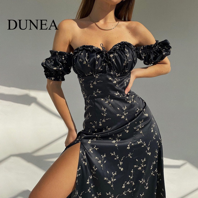 dunea-ชุดเดรส-เกาะอก-พิมพ์ลายดอกไม้-สไตล์โบโฮ-เซ็กซี่-สําหรับผู้หญิง