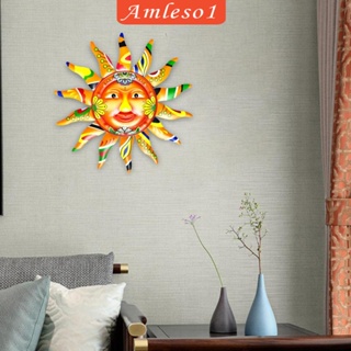 [Amleso1] ประติมากรรมโลหะ รูปดวงอาทิตย์ กันน้ํา 12.8 นิ้ว หลากสี สําหรับแขวนตกแต่งผนัง ระเบียง สวน ห้องนอน