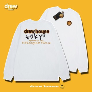 A3/Drew House เสื้อยืดแขนยาวหน้ายิ้ม ผ้าฝ้ายหลวมๆ