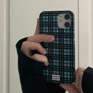 Retro Blue Black Plaid Phone Case for  iphone 14Promax 13 12 11 8P