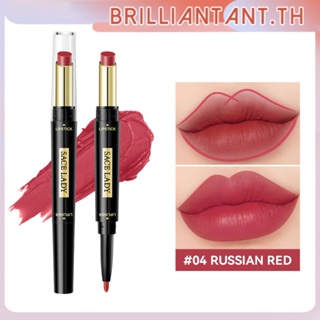 Sace Lady Single Double-ended ลิปสติกปากกา Lip Liner Non-stick Cup Not Easy To Decolorize Matte ลิปสติก bri