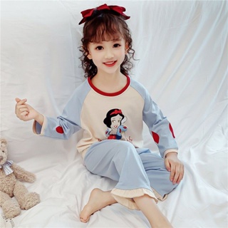 100% cotton childrens pajamas spring and autumn girls cotton long-sleeved home clothes set girls baby soft pajamas