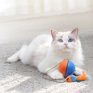  PP Electric Cat Ball Toy อัจฉริยะทนต่อการกัดกัดความเบื่อหน่ายบรรเทาของเล่นแมวอัตโนมัติแบบโต้ตอบสำหรับในร่ม