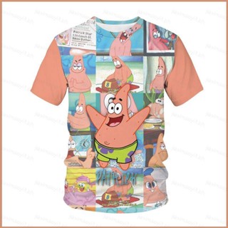 เสื้อยืดแขนสั้นลําลอง คอกลม พิมพ์ลายอนิเมะ SpongeBob SquarePants Patrick Star 3 มิติ พลัสไซซ์ 23 แฟชั่นสําหรับผู้หญิง