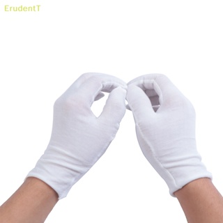 [ErudentT] ถุงมือผ้าฝ้าย ยืดหยุ่นสูง สีขาว น้ําหนักเบา สําหรับตรวจสอบเครื่องประดับ เหรียญ [ใหม่]