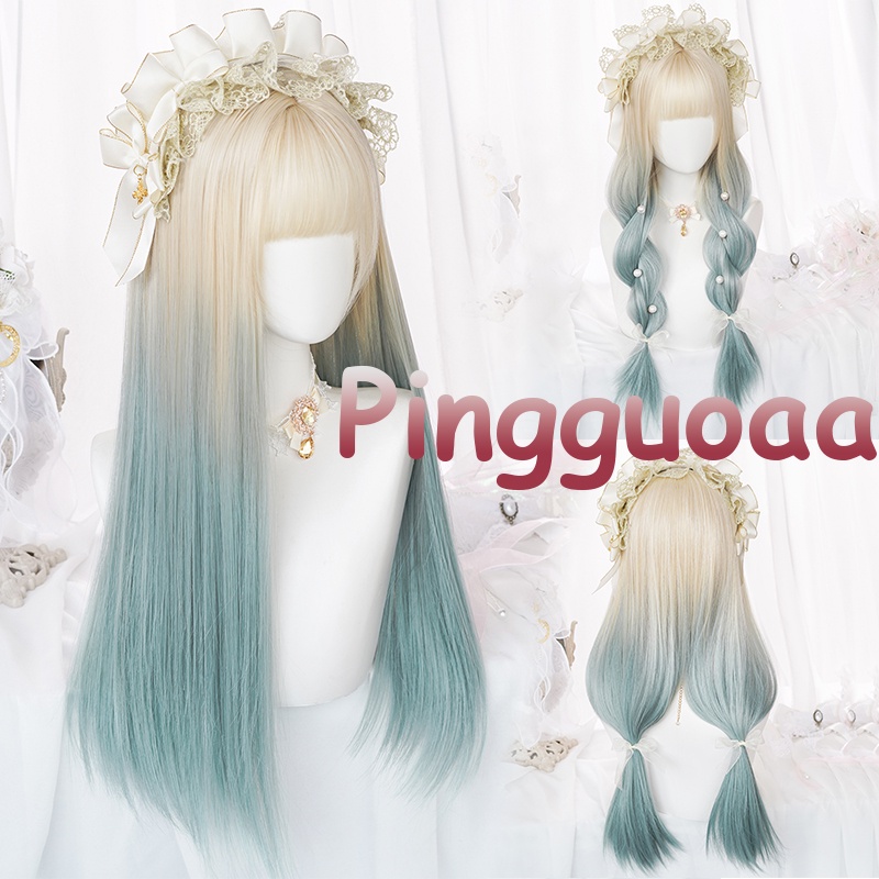 TAVIMART  -  White Long Straight Wigs with Bangs Synthetic Lolita Cosplay Natural Women Heat Resistant Hair Wig for Daily Party
