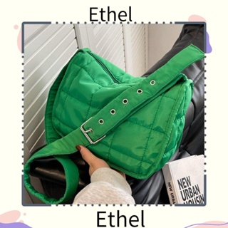 Ethel1 กระเป๋าสะพายไหล่ กระเป๋าถือ ผ้าฝ้าย สีพื้น สําหรับสตรี