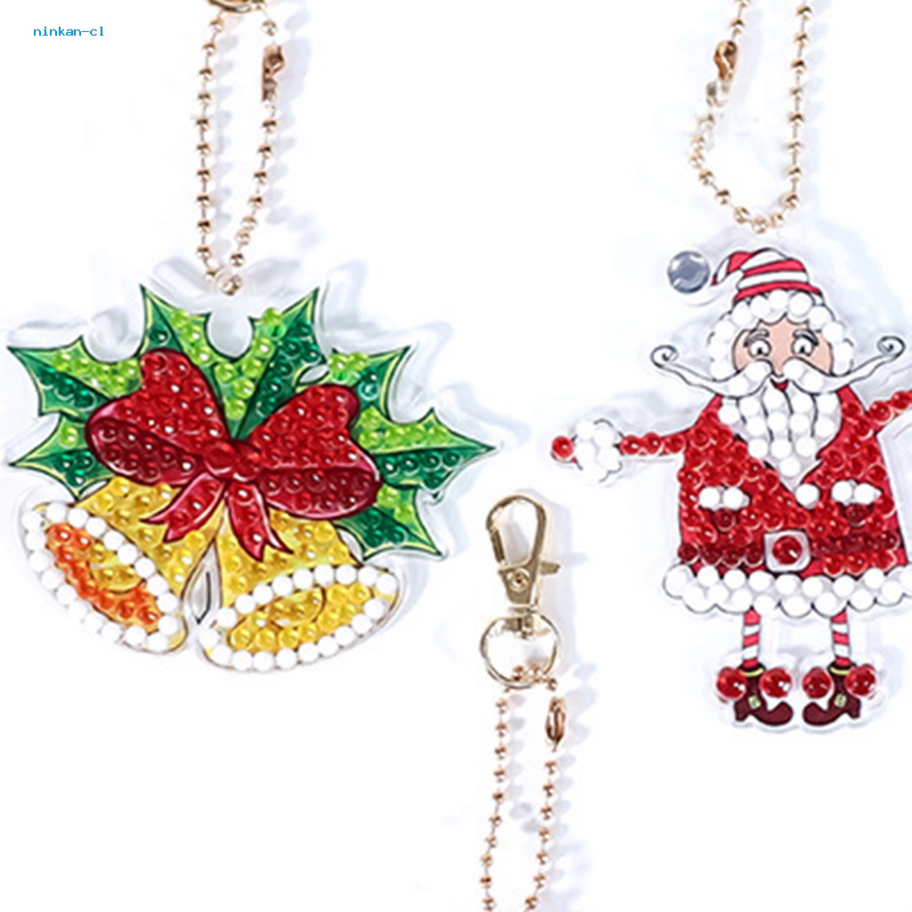 ninkan-พวงกุญแจเพชรเทียม-พลอยเทียม-รูปคริสต์มาส-กวาง-สโนว์แมน-ซานตาคลอส-diy-สําหรับเด็ก